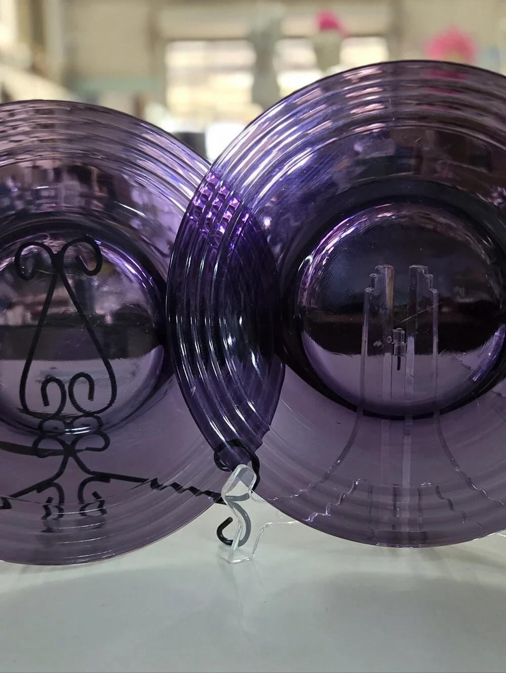 Vintage Hazel Atlas Moderntone Amethyst Purple Glass Dinner Plates 10